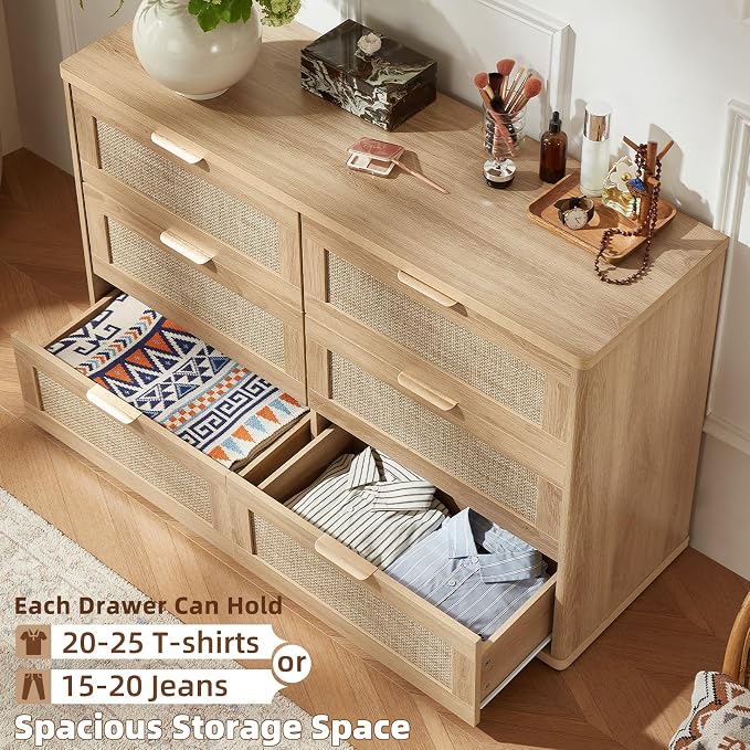 LEYAOYAO Rattan 6 Drawer Dresser - Image 4