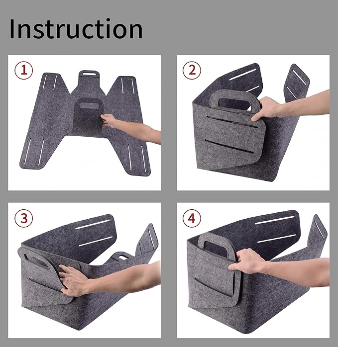 Minoisome Storage Basket Felt Storage Bin Collapsible& Convenient Box Organizer - Image 8