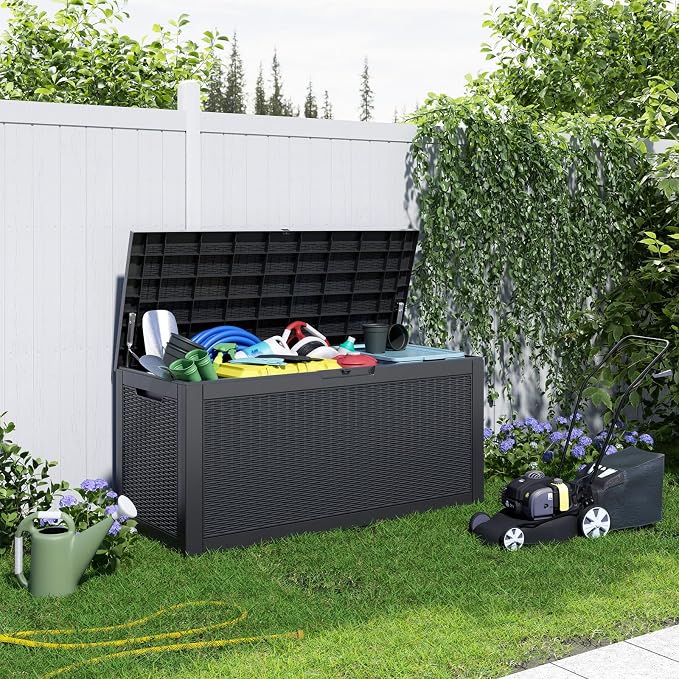 120 Gallon Resin Deck Box, Lockable Patio Outdoor Storage Box - Image 7