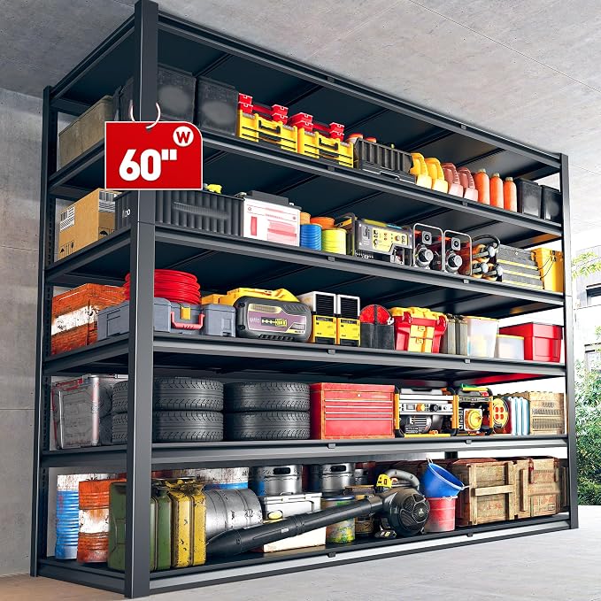 REIBII 60 "W Storage Shelves Heavy Duty, 6 Tier Garage Shelving, 3500 LBS - Image 8