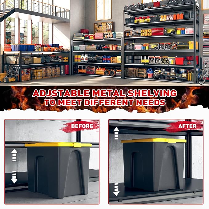 REIBII 60 "W Storage Shelves Heavy Duty, 6 Tier Garage Shelving, 3500 LBS - Image 6