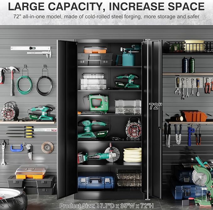 SISESOL Wide & Deep Metal Storage Cabinet - Image 9