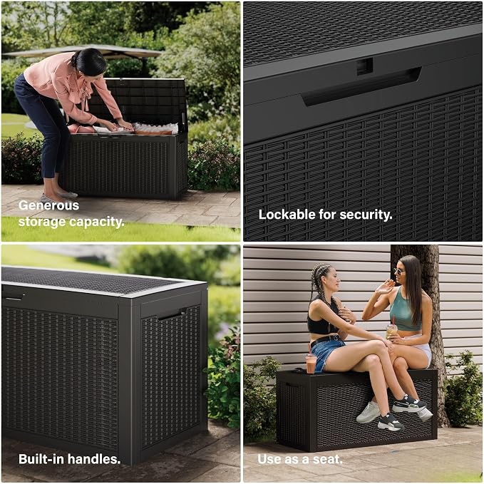 270 Gallon Outdoor Storage Box Patio Deck Box Waterproof, Resin Lockable - Image 9