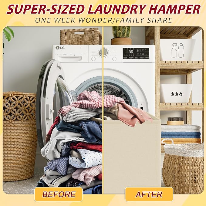 195L Laundry Hamper 3 Section, Large Laundry Hamper - Image 5