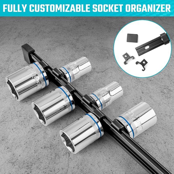 DURATECH Socket Organizer Set, 3-Piece Aluminum Alloy Socket Holder, Heavy Duty - Image 4