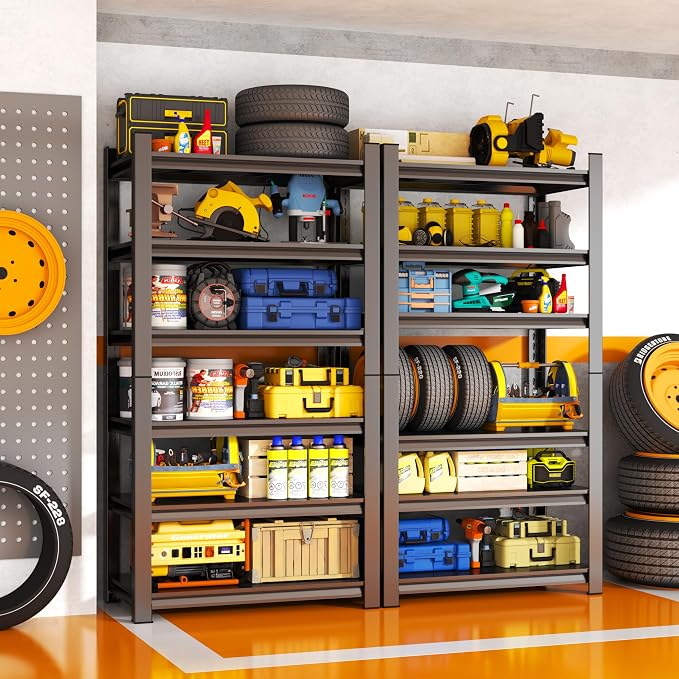 Storage Shelves, Garage Metal Shelving Unit, Adjustable, Double-Layer Column - Image 2