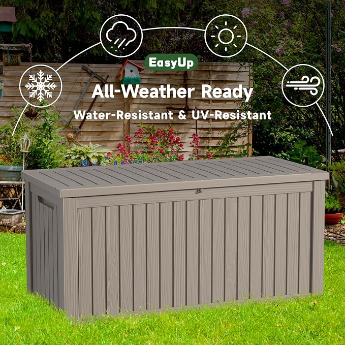 180 Gallon Large Deck Box, Resin Outdoor Storage Box - Image 6