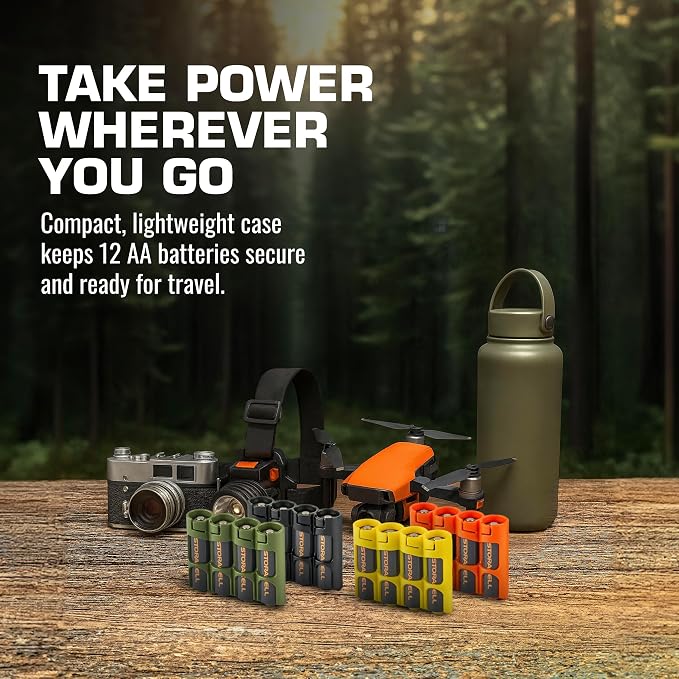 Storacell by Powerpax Slimline AA Battery Storage Caddy, Military Green - Image 8