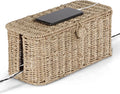 BLUEWEST Large Cable Management Box, Natural Rattan Cable Cord Organizer Boxes by BLUEWEST