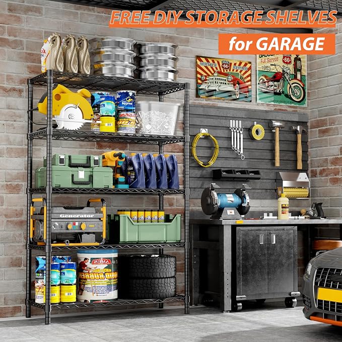 Storage Shelves Heavy Duty, 5-Tier Adjustable Metal Industrial Utility Shelf - Image 5