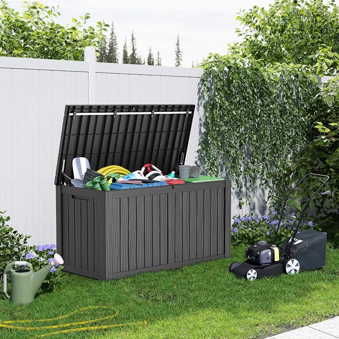 180 Gallon Large Deck Box, Resin Outdoor Storage Box - Image 6