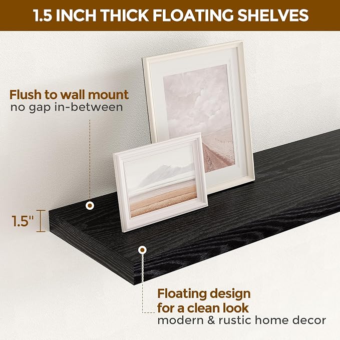 Black Floating Shelves 24 Inch Long 2 Pack - Image 6
