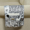 Brilliant Sunshine Grey Flowers Patchwork Couch Armrest 5 Pockets Organizer by BrilliantSunshine