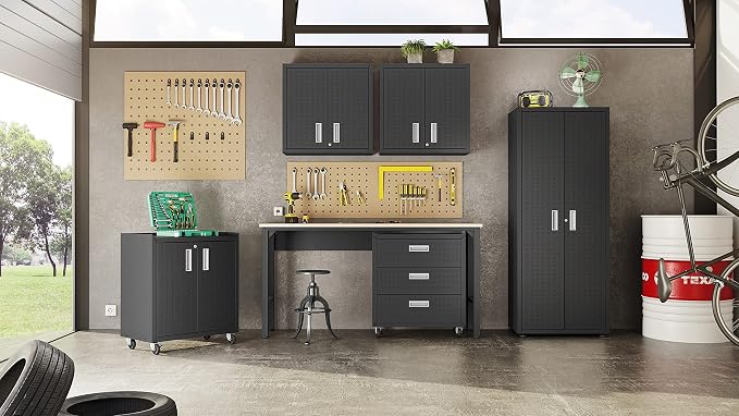 Manhattan Comfort Fortress Textured Metal 31.5" Garage Mobile Cabinet - Image 11