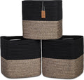 NaturalCozy 13 Inch Cube Storage Bins Cotton Rope Woven Baskets by NaturalCozy
