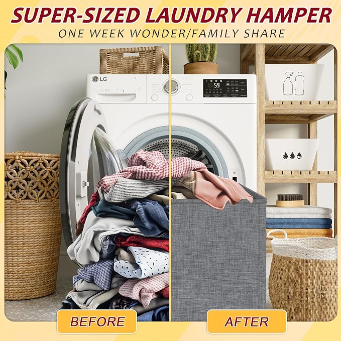 195L Laundry Hamper 3 Section, Large Laundry Hamper - Image 5