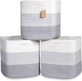 NaturalCozy 13 Inch Cube Storage Bins Cotton Rope Woven Baskets by NaturalCozy