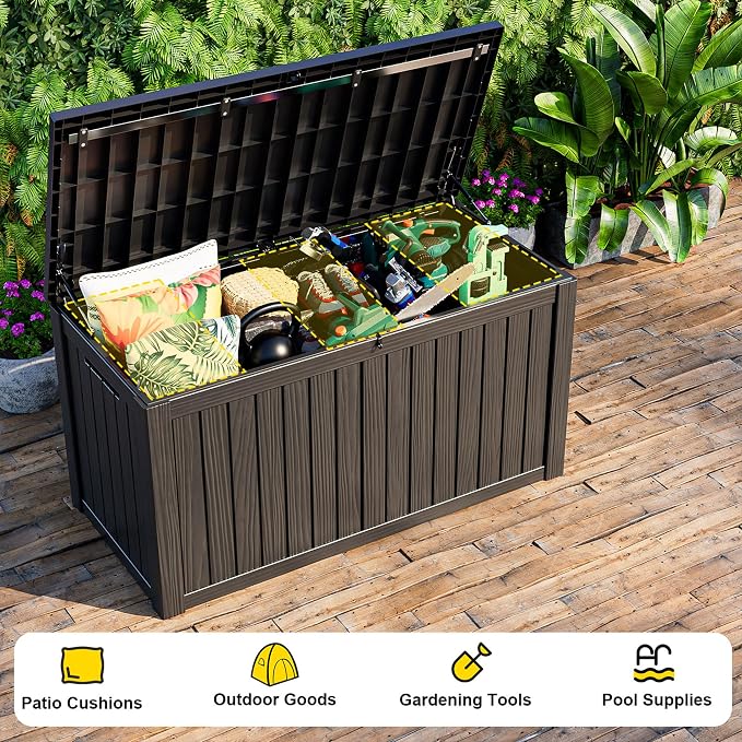 180 Gallon Large Deck Box, Resin Outdoor Storage Box - Image 7