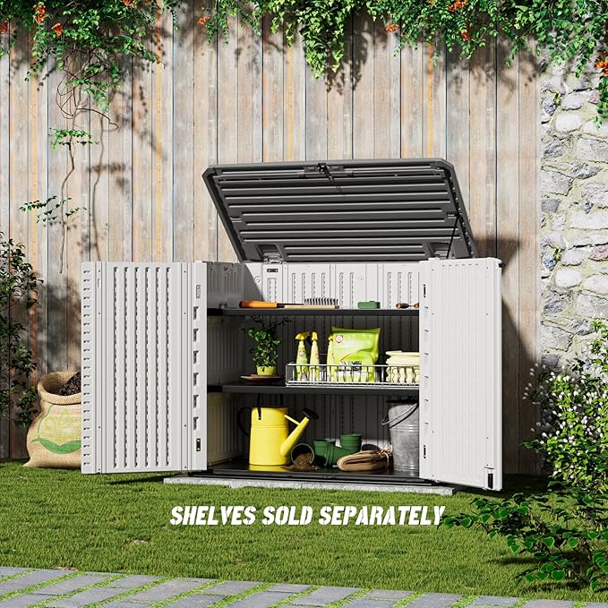 Outdoor Patio Storage Shed, Waterproof Horizontal Outdoor Storage Cabinet - Image 3