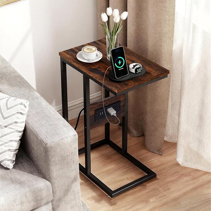 VECELO C Shaped End Side Table - Image 2