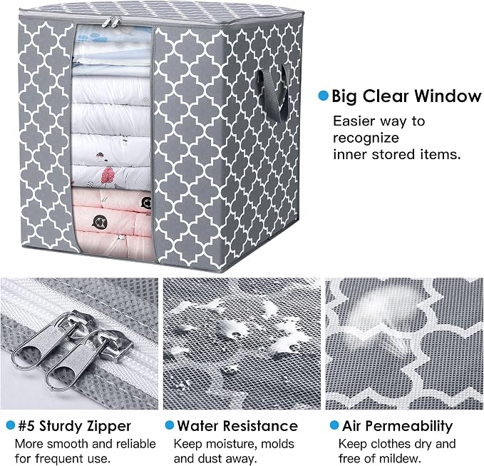 WISELIFE Storage Bags 2 Pack/100L Large Blanket Clothes Organization and - Image 4