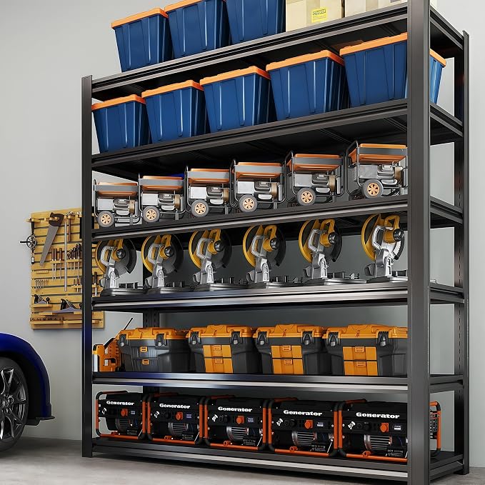 84“H 6T Garage Shelving Heavy Duty Storage Shelves 3500 LBS Adjustable Metal - Image 2