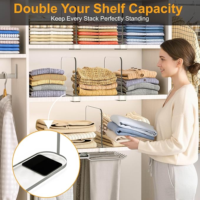Purse Organizer for Closet Shelf Dividers: 8" Tall X 12" Deep, Acrylic Clear - Image 3