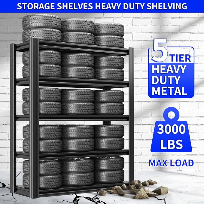 72" H Metal Storage Shelving, 3000LBS Heavy Duty Shelves Unit, Adjustable 5 - Image 3