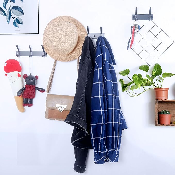 WEBI Coat Rack Wall Mounted, 4 Coat Hooks - Image 5