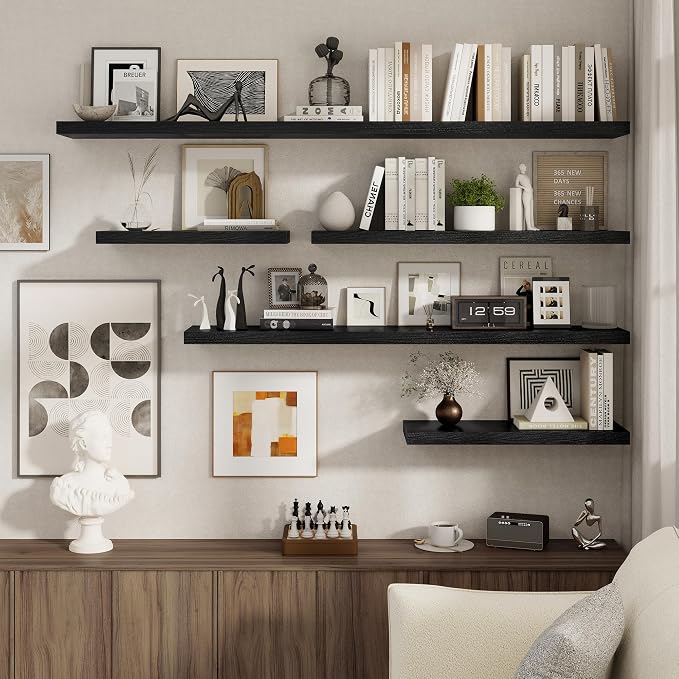 Fun Memories 40 Inch Floating Shelves Set of 2, 8 Inch Deep Wall Shelf - Image 6