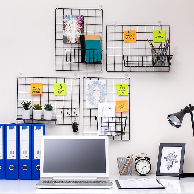 ODOXIA 4-Pack Wire Wall Grid Panel | Photo Grid Wall Decor | Metal Board - Image 5