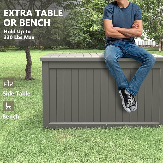 Outdoor Storage Box, 230 Gallon Deck Box, Waterproof and UV Resistant Large - Image 3