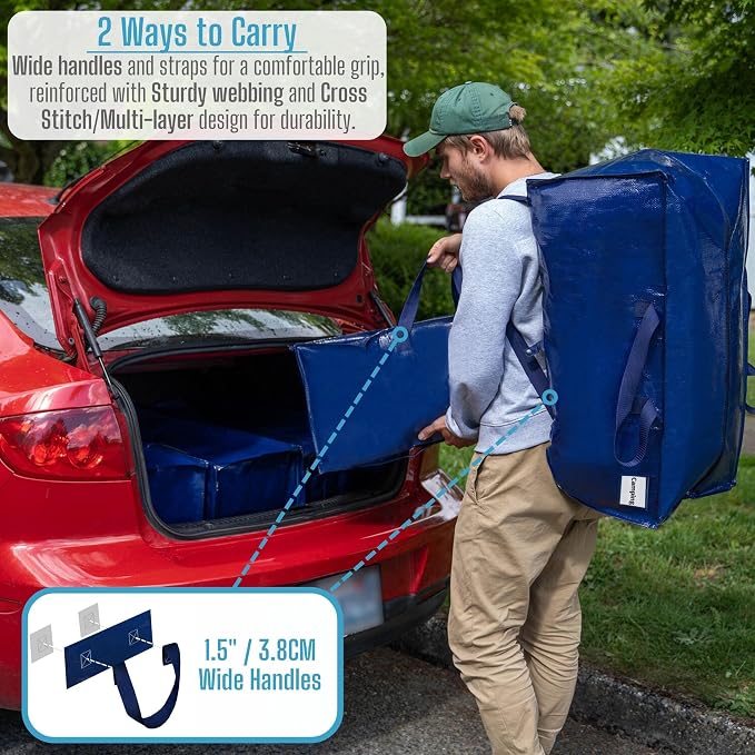 VENO 4 Pack Moving Bags w/Backpack Straps, Heavy Duty, Moving Boxes Alternative - Image 2