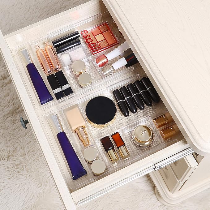 Oubonun Expandable Drawer Organizer 11.1” to 19.2” Width, Shallow Cosmetic - Image 6