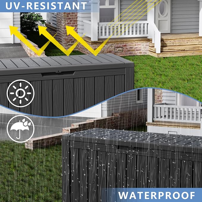 80 Gallon Waterproof Resin Deck Box, UV Resistant Outdoor Storage - Image 3