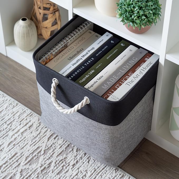 OrganiHaus 13x13 Cube Storage Bins 3 Pack, Foldable Cube Storage Organizer w/ - Image 4