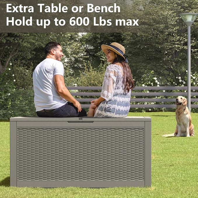 100 Gallon Deck Box Lockable Rattan Outdoor Storage Box waterproof Outdoor - Image 3
