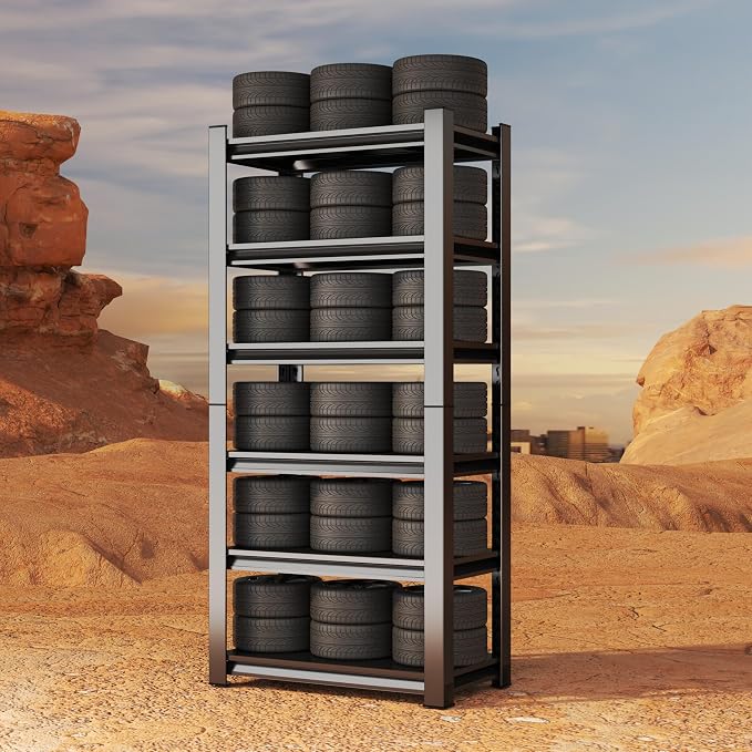 Storage Shelves, Garage Metal Shelving Unit, Adjustable, Double-Layer Column - Image 7