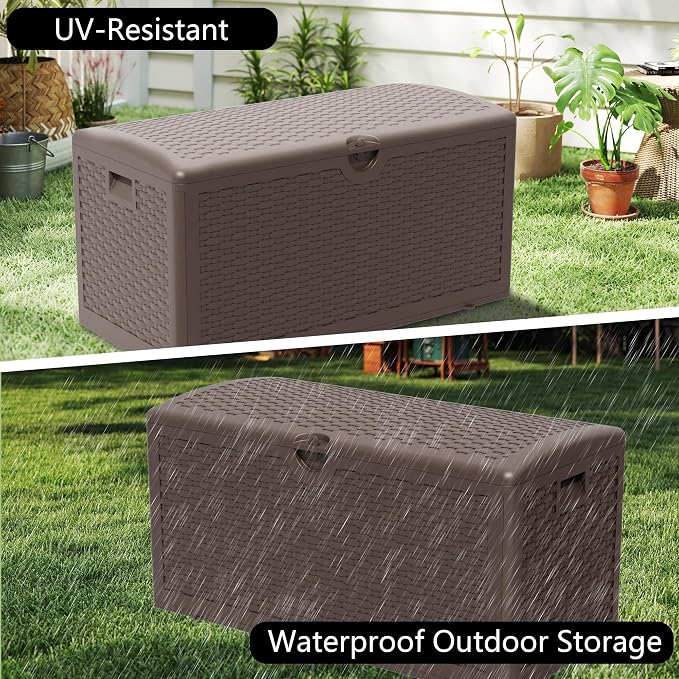 80 Gallon Pro Resin Deck Box, Waterproof Outdoor Storage Bin - Image 6