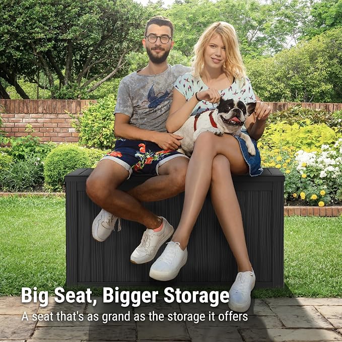 Mars Villa 150 Gallon Outdoor Storage Box Waterproof, Large Resin Deck Box - Image 7