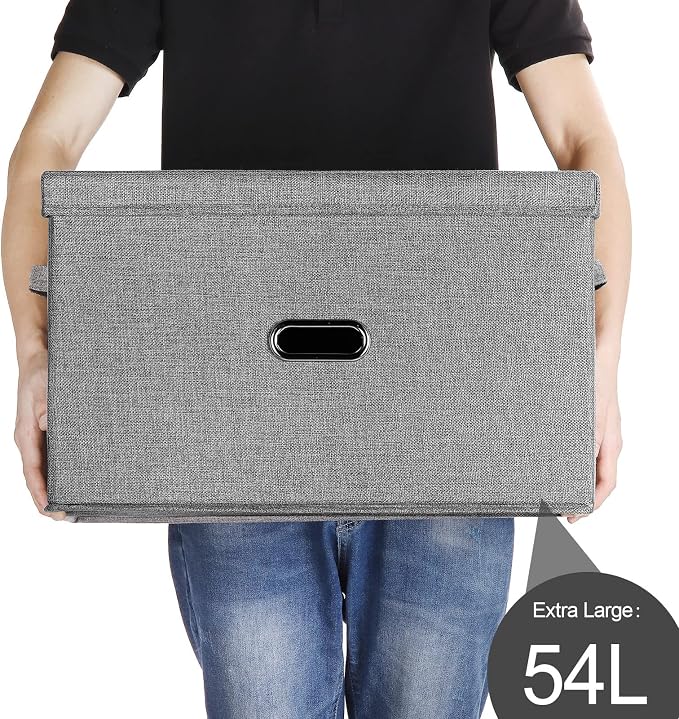 Large Linen Fabric Foldable Storage Bins - Image 5