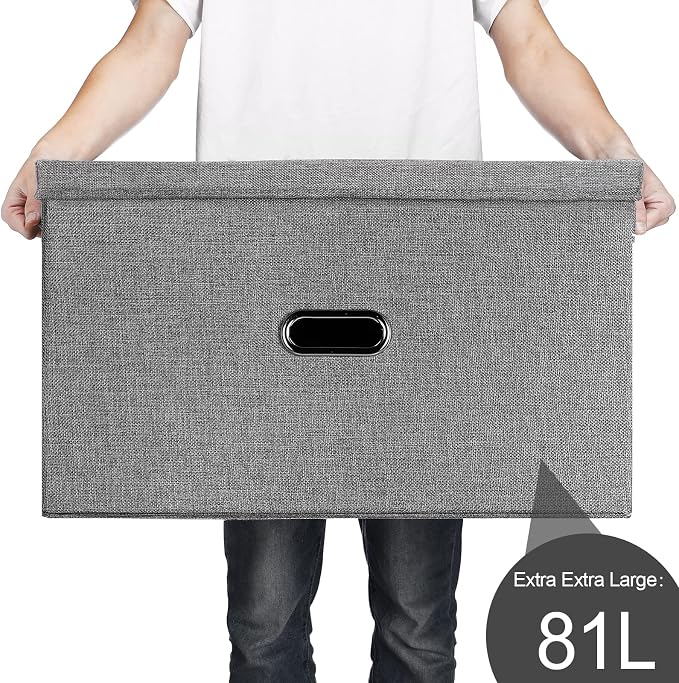 Large Linen Fabric Foldable Storage Bins - Image 6
