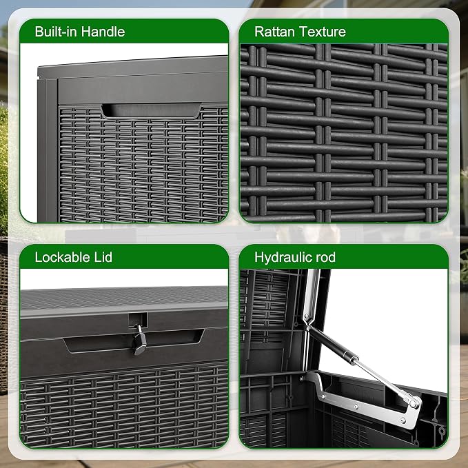 120 Gallon Outdoor Deck Box, Storage Lockable Waterproof Patio Furniture - Image 4