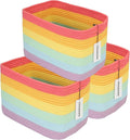 3-Pack Rainbow Storage Baskets 15X10X9.3“ – Woven Toy Organizer Bins by XUANGUO