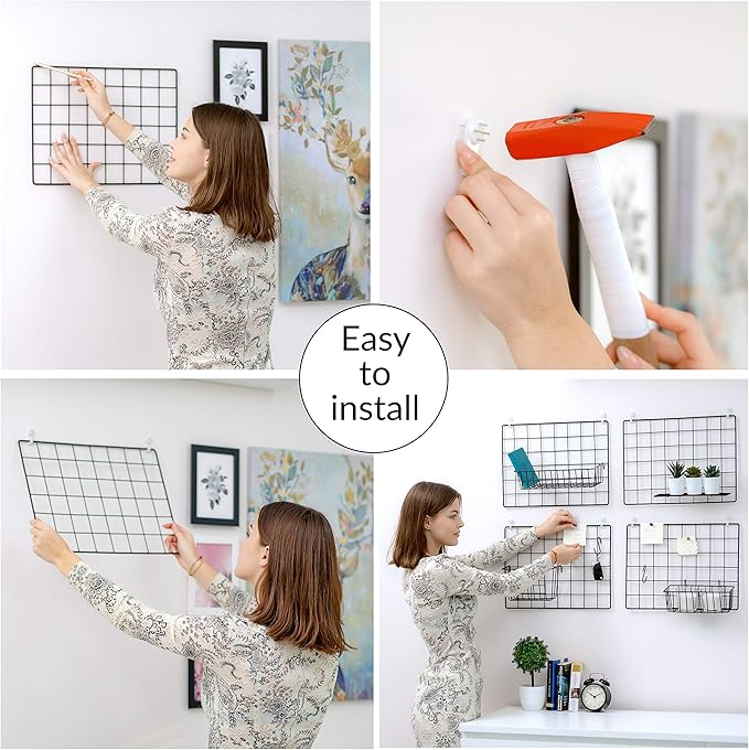 ODOXIA 4-Pack Wire Wall Grid Panel | Photo Grid Wall Decor | Metal Board - Image 3