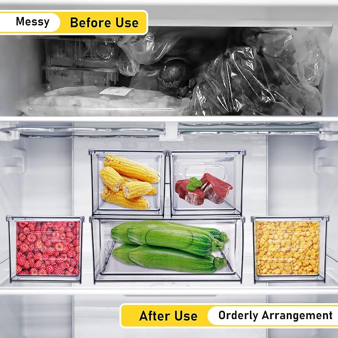 2 Pack Refrigerator Organizer Bins Stackable Fridge Organizer Set - Image 3