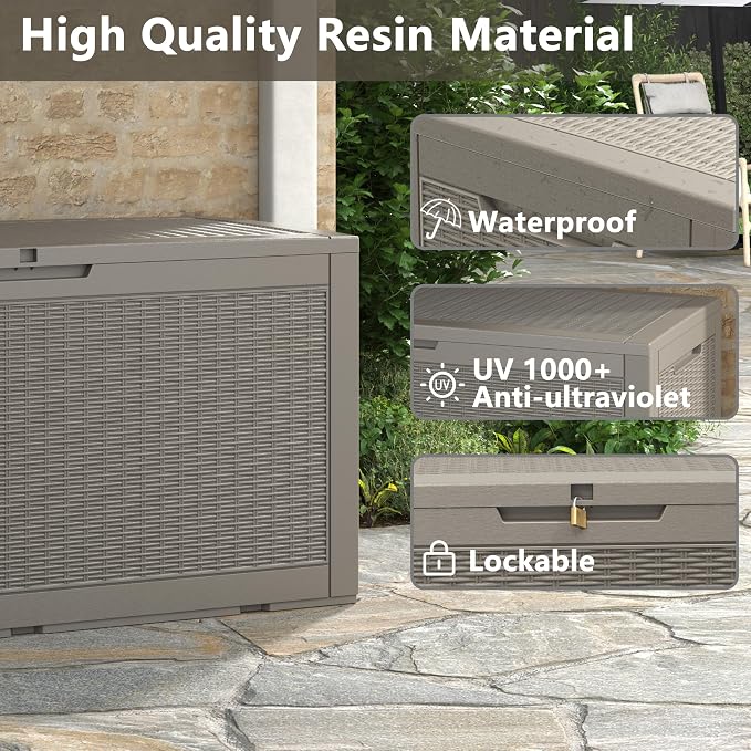 100 Gallon Deck Box Lockable Resin Outdoor Storage Box waterproof Outdoor - Image 5