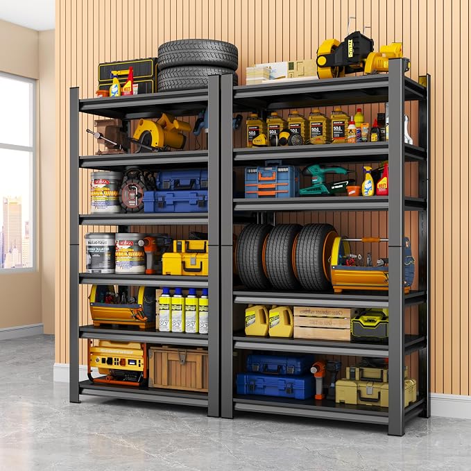 Storage Shelves, Garage Metal Shelving Unit, Adjustable, Double-Layer Column - Image 4