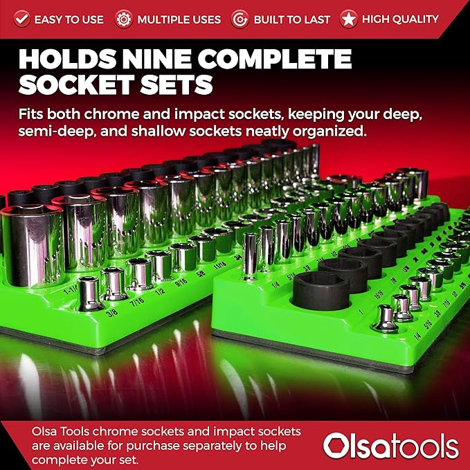 Olsa Tools Magnetic Socket Organizer | 3pc Socket Holder Kit | 1/2-Inch - Image 3