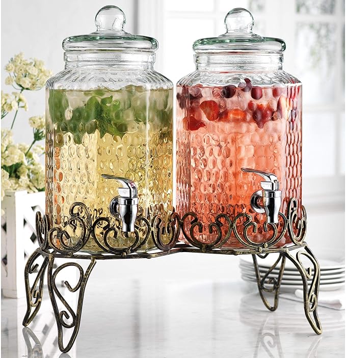 Classic Hammered Glass Beverage Dispenser by MosJos